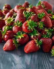 Pile of fresh, red and ripe strawberries. Concept background.