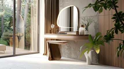 Modern Bathroom Vanity with Golden Accents