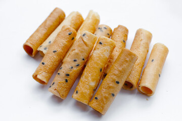 Thai snack, crispy coconut rolls