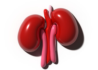 3d kidney illustration on transparent png background