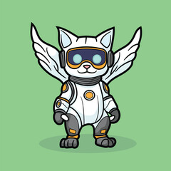 futuristic robot cat with wings that flap