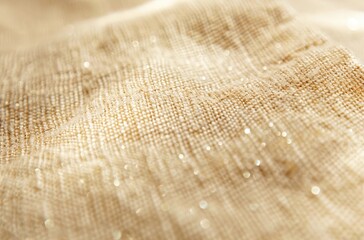 Fototapeta premium Close-Up Textile Detail: Fabric with Golden Glitter Embellishment