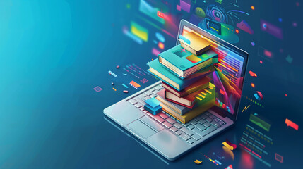 The concept of e-learning, encompassing online education and technology, with online courses that allow you to learn anywhere, anytime.