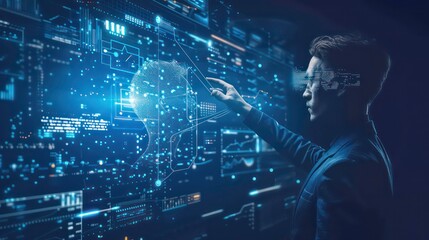 Fototapeta premium Predictive analytics, business intelligence, data analysis and visualization concept. Machine learning, artificial intelligence (AI) and statistical model for predictions future outcomes, performance