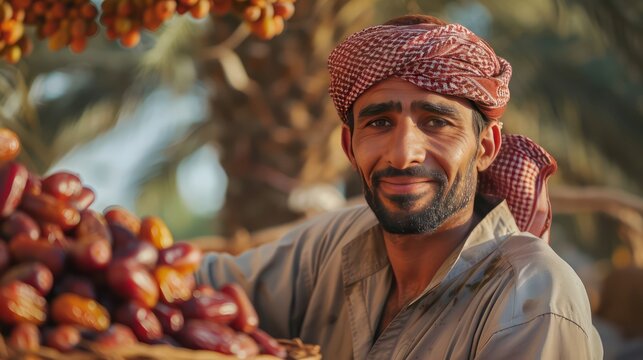 Saudi dates auctioneer selling fresh dates from the top of the pick up truck at buraidah dates