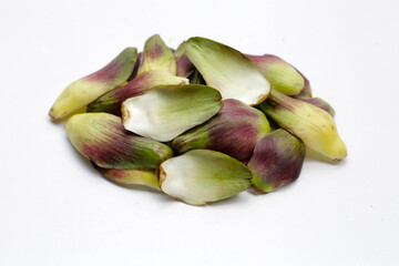 Fresh green purple artichoke petals