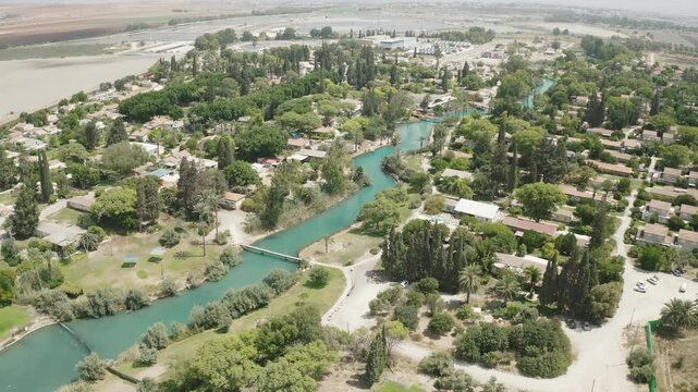 Aerial View Flyover Kibbutz Nir David, North Of Israel