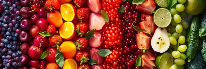 ibrant palette of colorful fruits, berries, and vegetables
