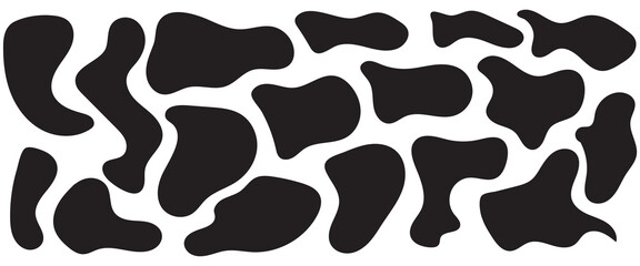 Random blob shapes. Organic blobs set. Rounded abstract organic shapes collection. Shapes of cube, pebble, inkblot, amoeba, drops and stone silhouettes.