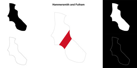 Hammersmith and Fulham blank outline map set