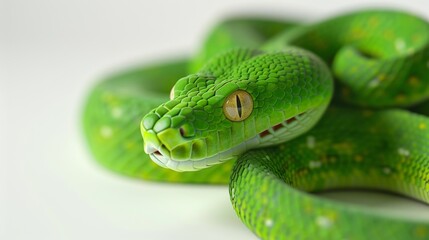 Fototapeta premium Close-up of a Vibrant Green Snake, Generative AI