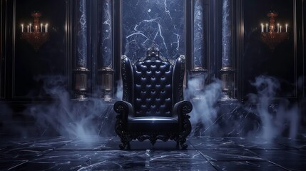 Royal throne. dark Gothic throne, front view, evil and luxury, Halloween scene background. Generative AI
