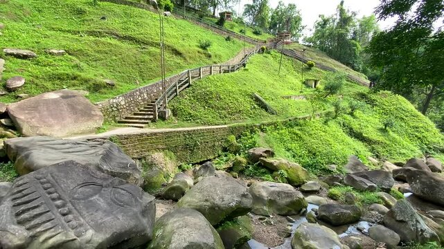 Unakoti a hindu archaeological site of bas relief structures from the ninth century. A must visit tourist destination in Tripura state of India.