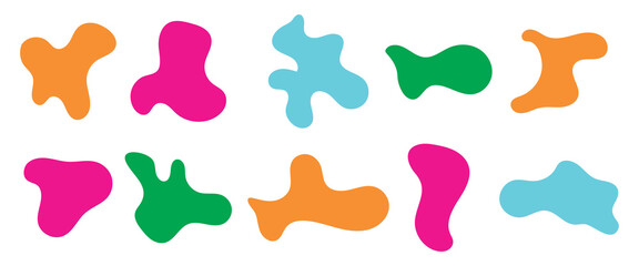 blob shape vector illustration set .Random shapes. Organic black blobs of irregular shape. Abstract blotch, inkblot and pebble silhouettes, simple liquid