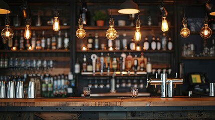 Vintage luxury interior lighting decor old Vintage light bulb lamps Restaurant Bar  Generative AI