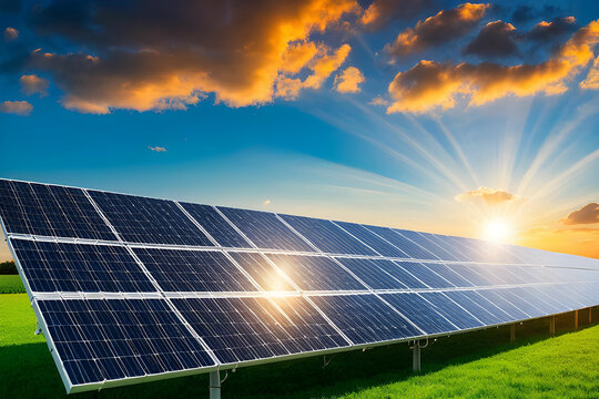 Pain&eacute;is Solares Fotovoltaicos ao P&ocirc;r do Sol: Conceito de Energia Limpa e Sustent&aacute;vel