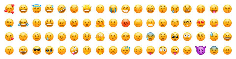 Fototapeta premium Emoji vector icons. Emoji collection. Smileys, Emoticons set.