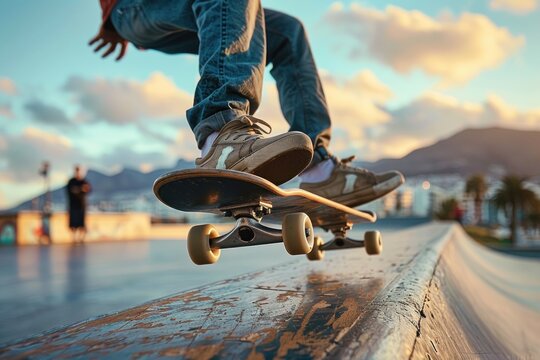 Skater performing kickflip and grind, seamlessly transitioning through bowl elements with applause from judges and spectators