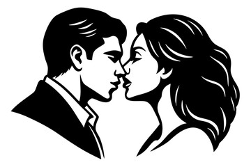 couple romantic kissing vector silhouette