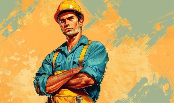 Maintenance worker, plumber, or electrician in illustration with empty space for text. Perfect for website graphics and educational materials