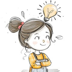 Inspired Young Woman with Bright Idea Generative AI