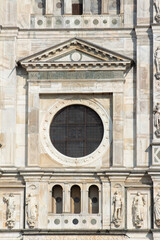 Stone Facade of the Italian Renaissance masterpiece Certosa di Pavia