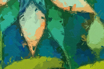 Naklejka premium Oil paintings and various flowers, cats, dogs, tulips, lotus leaves, and lotus flowers are beautiful