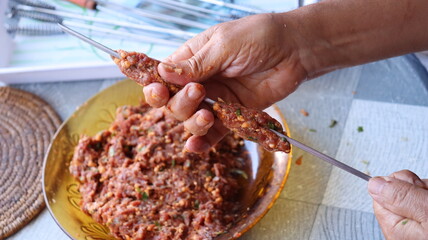 Step-by-Step Preparation of Homemade Ground Meat Skewers on the Grill