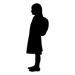 Silhouette of schoolgirl.Silhouette of schoolgirl with school bag. Vector illustration.