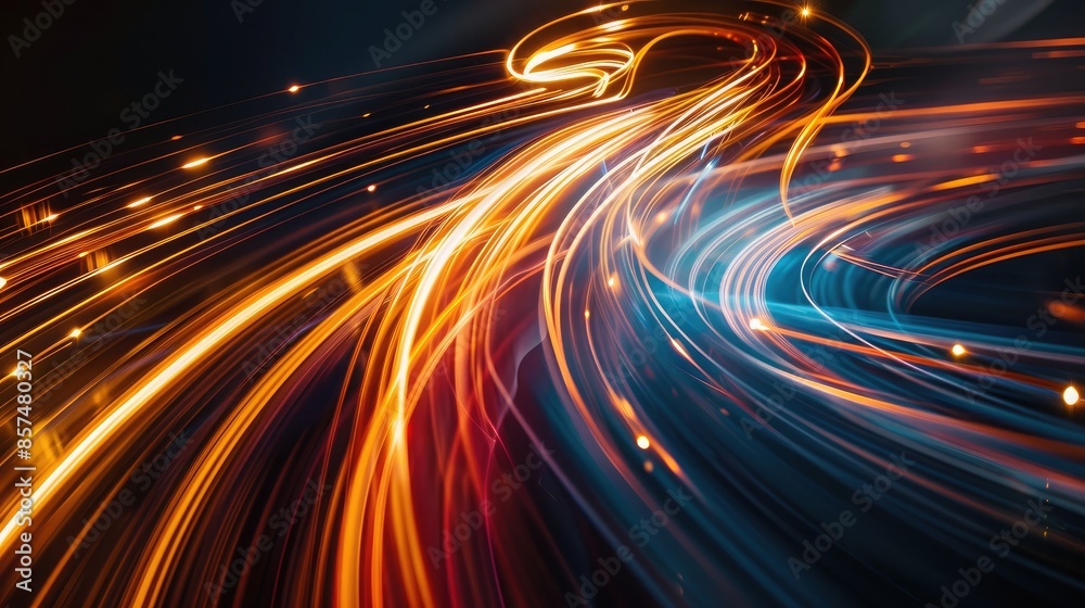 Wall mural abstract light trails background - long exposure light trails creating swirling patterns