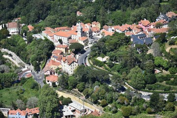 Obraz premium Panoramic view of Sintra town, Portugal, seen from the Moorish Castle.