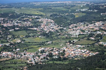 Panoramic view of Sintra town, Portugal, seen from the Moorish Castle.