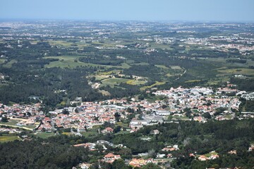 Panoramic view of Sintra town, Portugal, seen from the Moorish Castle.