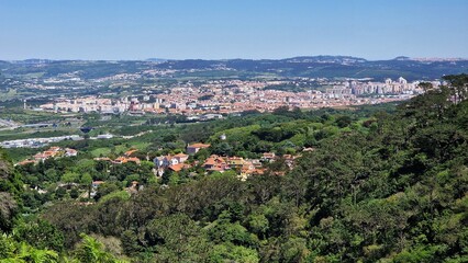 Fototapeta premium Panoramic view of Sintra town, Portugal, seen from the Moorish Castle.