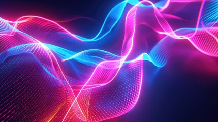 Fototapeta premium Abstract neon light background - Bright neon lights forming abstract shapes