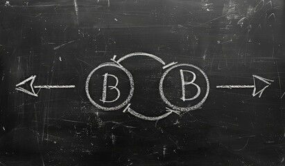 Chalkboard with Symbolic Drawings and Arrows for Educational Purposes