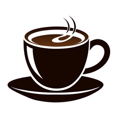 Elegant Cup of Coffee Vector Silhouette on White Background – Perfect for Design Projects