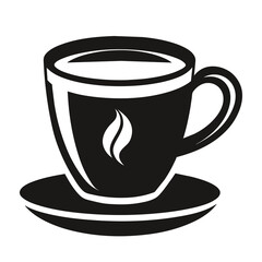 Elegant Cup of Coffee Vector Silhouette on White Background – Perfect for Design Projects