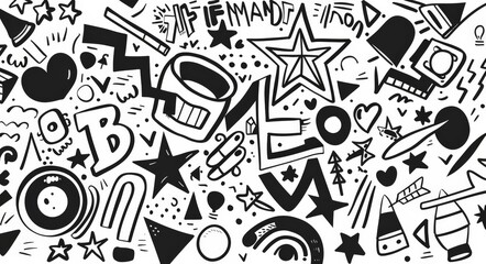 Colorful Graffiti Drawing on Grey Background