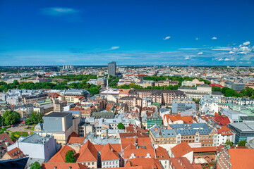 Riga, Latvia - July 7, 2017: Riga skyline on a sunny afternoon