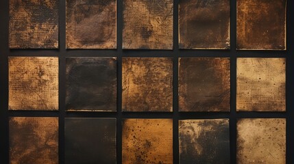 Vintage Aged Gold Wall Art in Black Frame