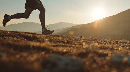 silhouette of a man running on the top of the mountain