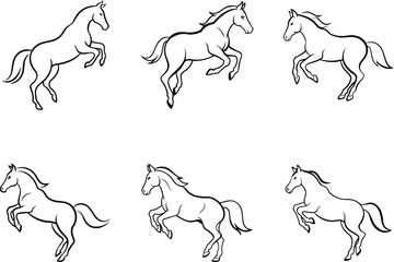 set of horse silhouettes