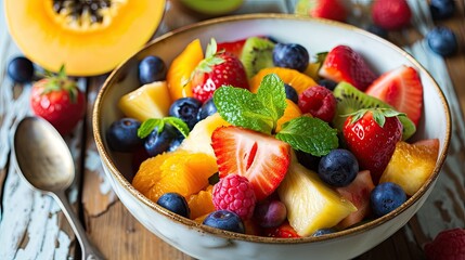 bowl of fruit salad, healthy breakfast