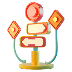 Fototapeta premium 3d rendering of blank road signs., isolated on a transparent background.