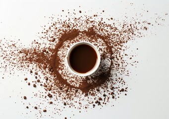 Obraz premium Gourmet Coffee: Freshly Brewed with Cocoa Powder