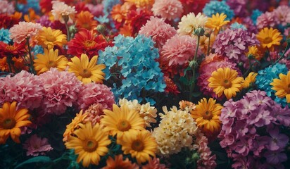 Beautiful assortment of colorful flowers in full bloom