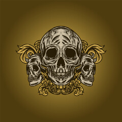 skull engraving ornament illustration