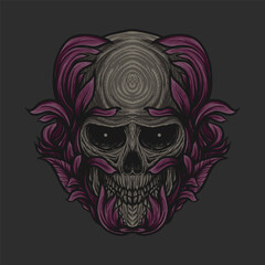 skull with lavender ornament vector illustration design