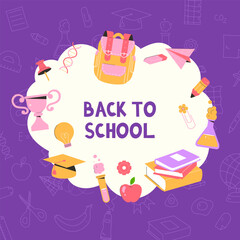 back to school doodle background. back to school banner. school supplies. templates for the beginning of the school year